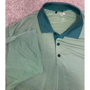 ADIDAS‎ Shirt Polo Men 3XL Striped Soccer Short Sleeve Green Performance Preppy